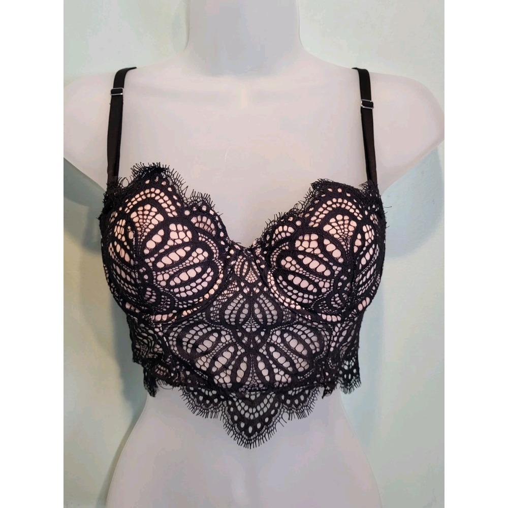Victoria Secret Dream Angel Black Lace Padded Underwire Bralette Fairygrunge 32C